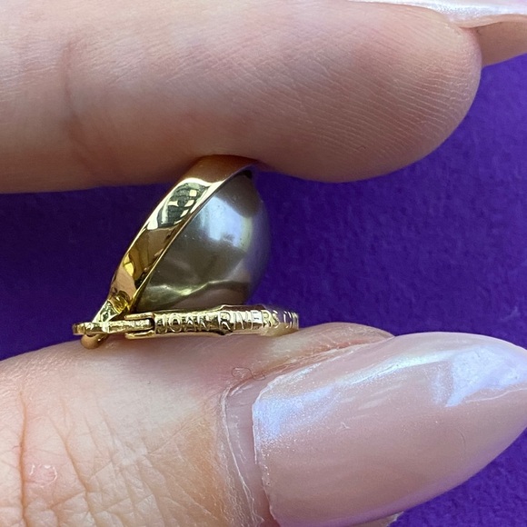 💛 Gold Plated Joan Rivers Pearl Drop Earrings - Picture 4 of 5